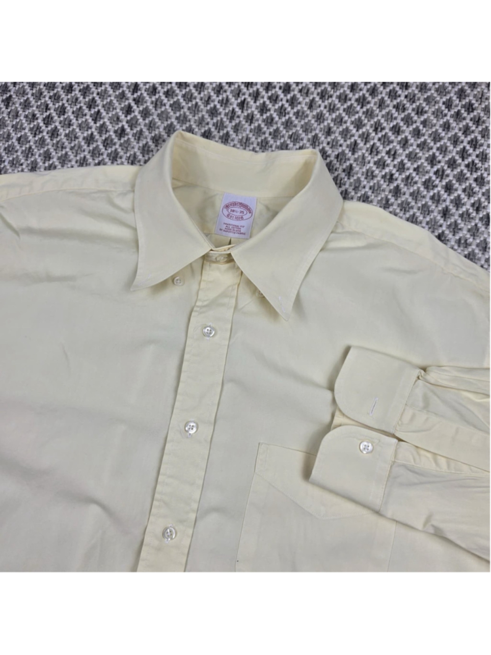 Vintage Brooks Brothers Makers Yellow Oxford Button Down Dress Shirt USA 18.5